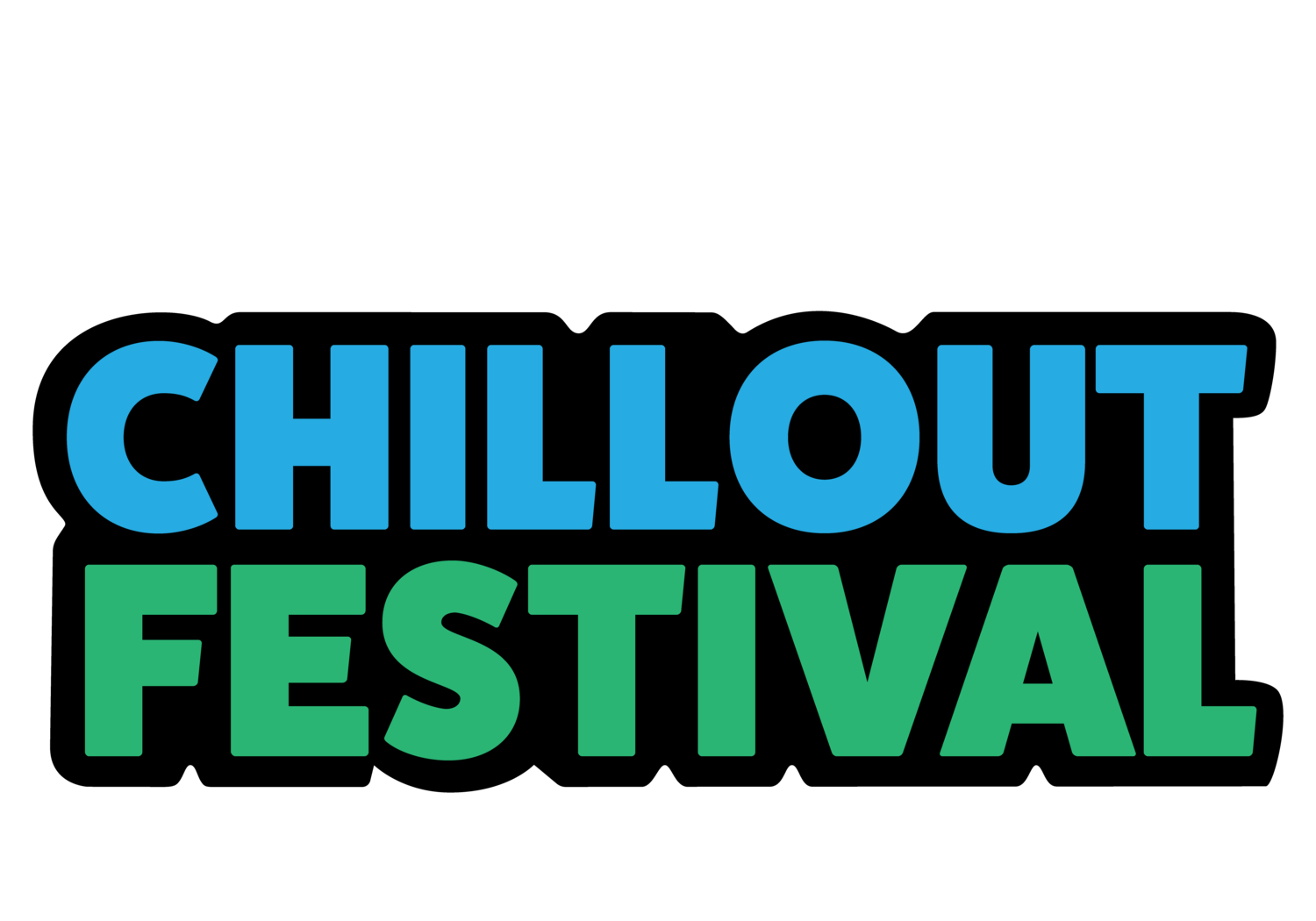 Chillout Festival logo in blue and Green