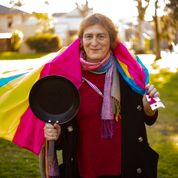 Sally with pan flag and pan