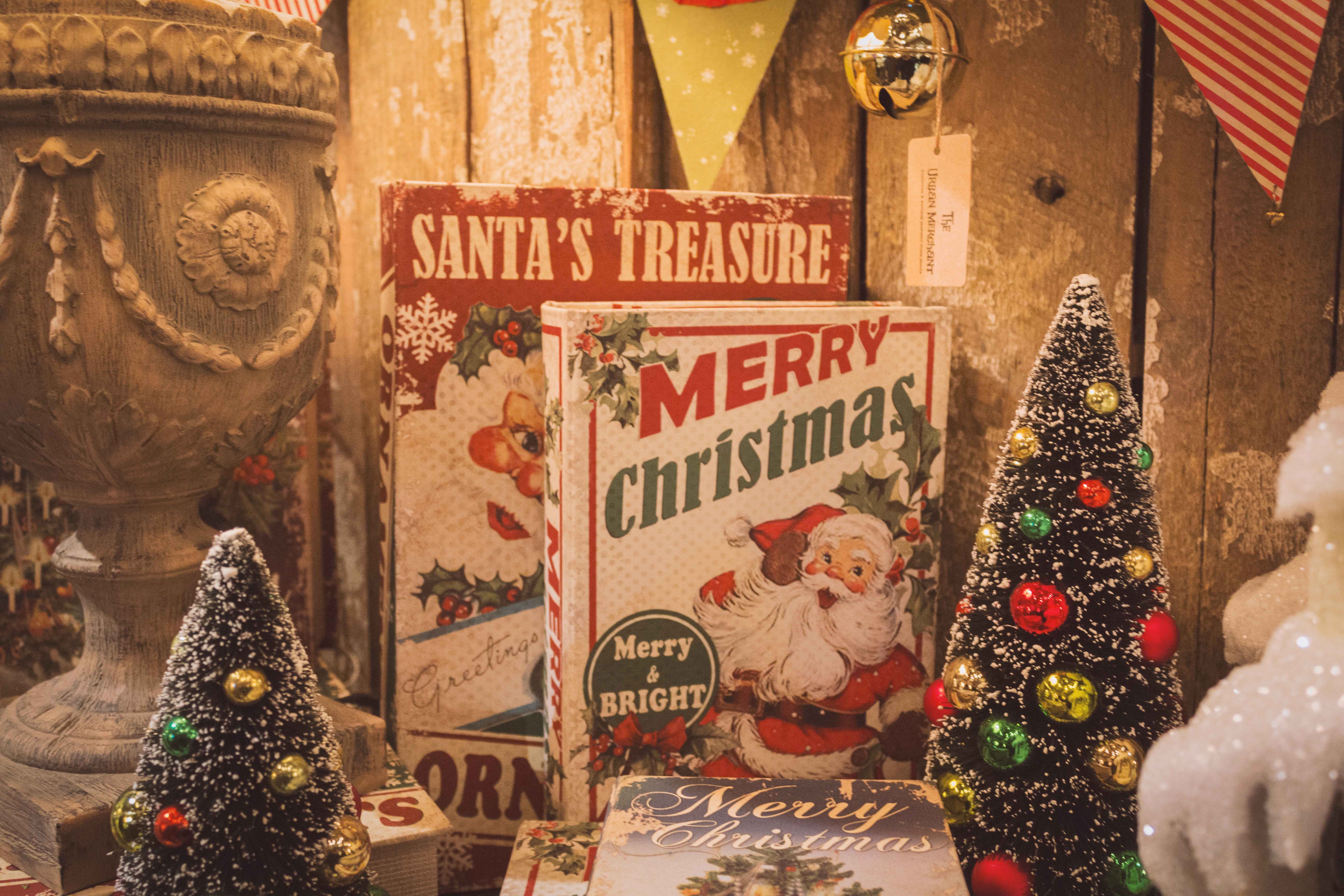 Christmas scene with trees and decorations