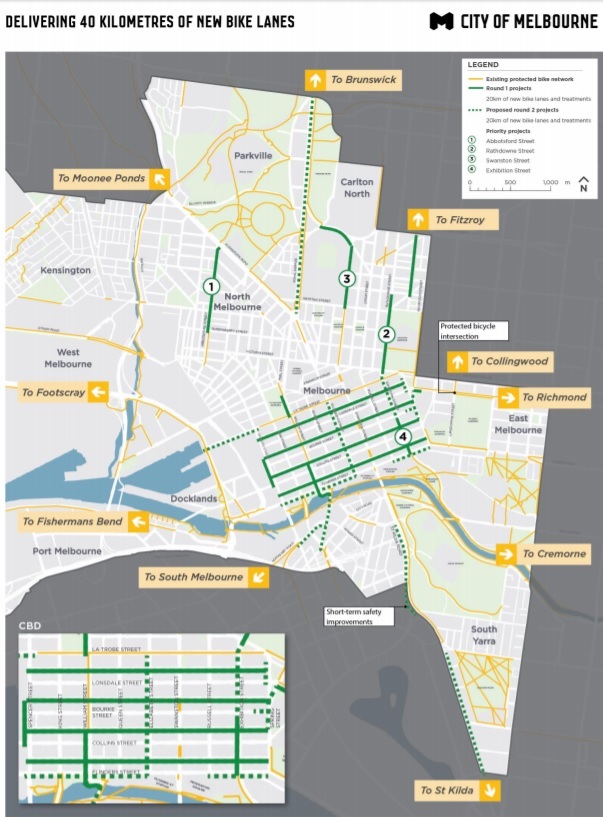 City of Melbourne to construct 40km of new bicycle lanes