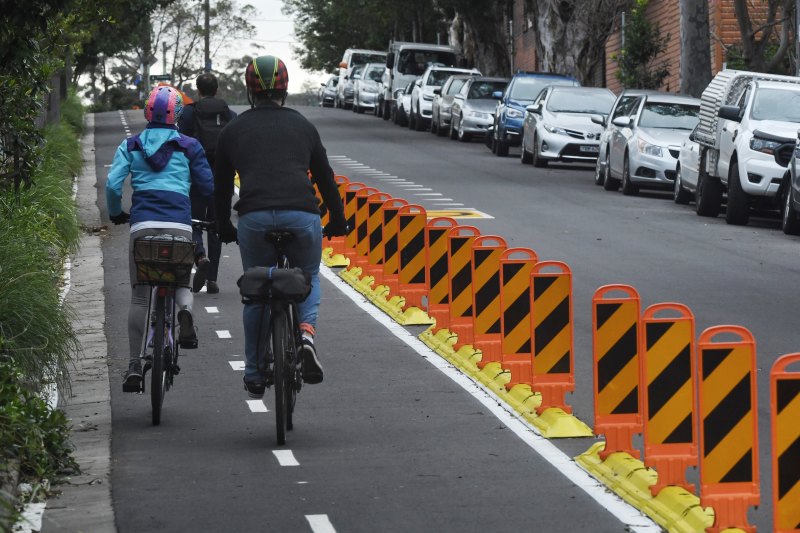 "Separated bike lanes on major arterial roads have proved a hit with cyclists. Credit: Nick Moir"