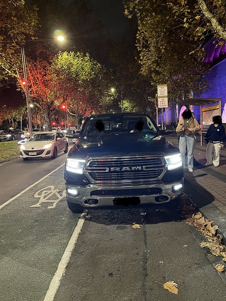 'If your vehicle can’t fit in the lane. It’s shouldn’t be allowed on the road. Dangerous design creeping into Melbourne' Image: Julian O'Shea