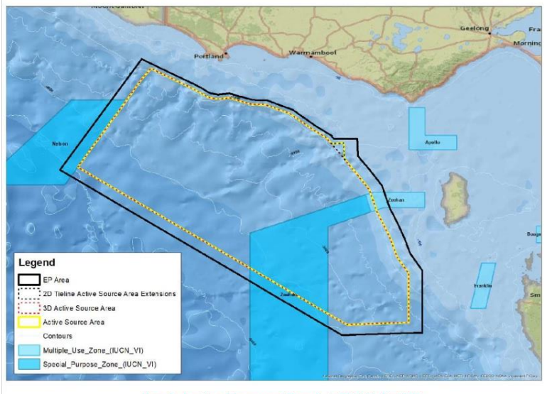 Map of proposed area of seismic blasting.