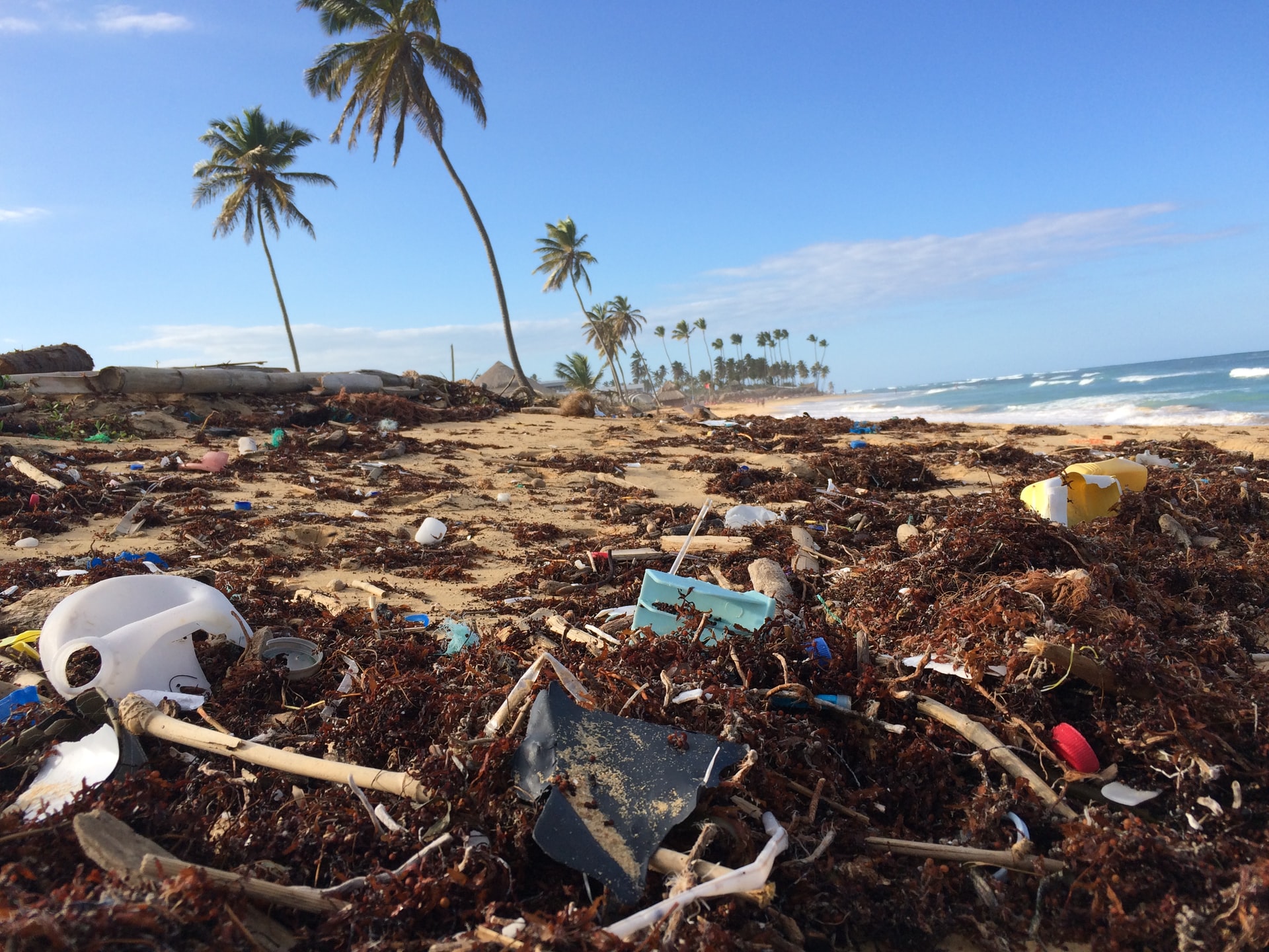 Plastic pollution on beach