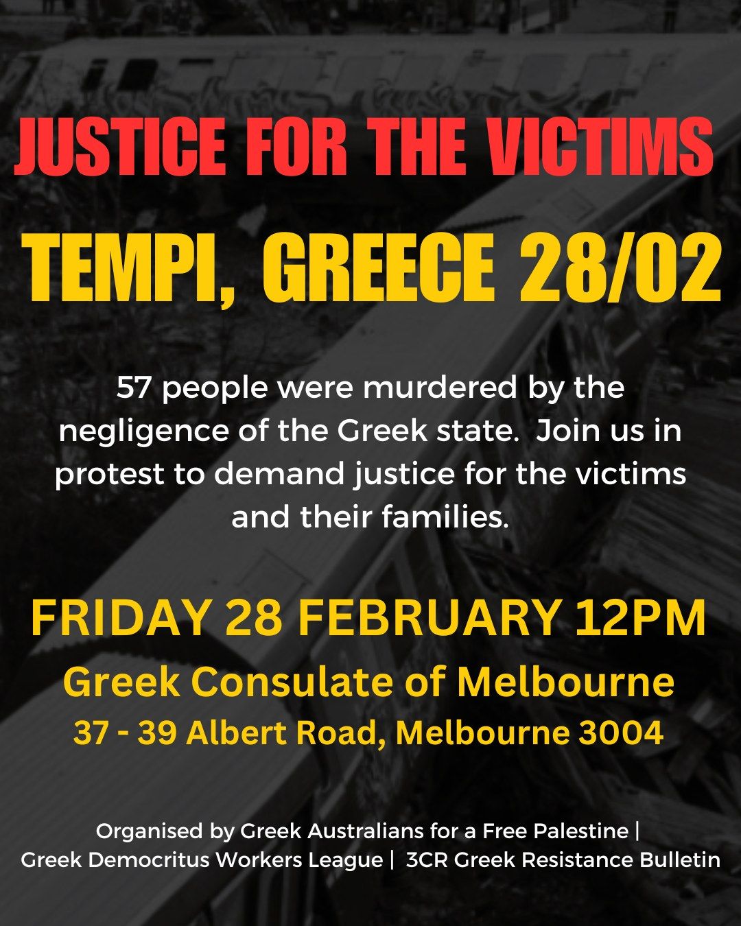 Flyer for the Rally at the Greek Consulate Friday 28 Feb