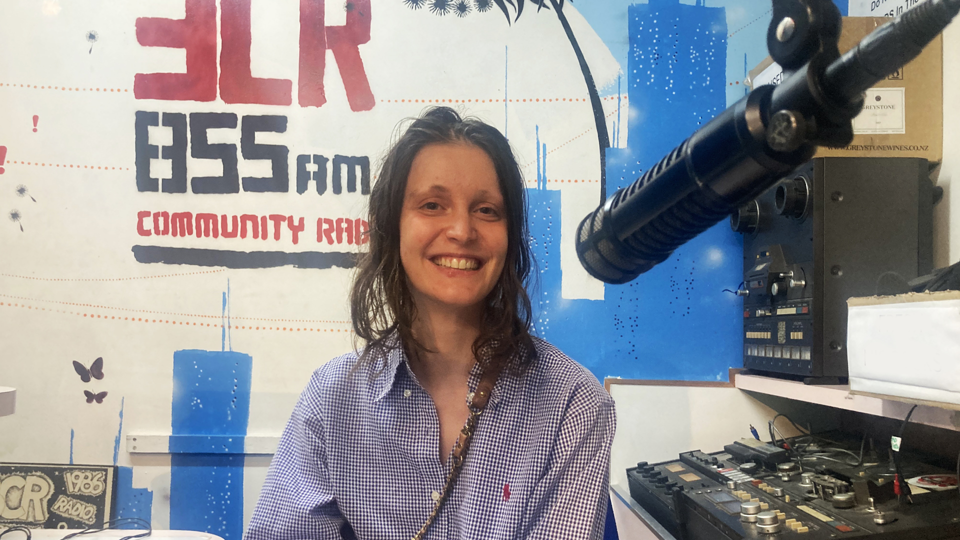 Presenter Hélène in the studios of 3CR