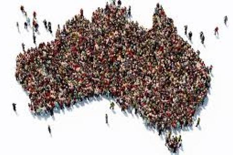 image of many people in outline of Australian coastline representing census