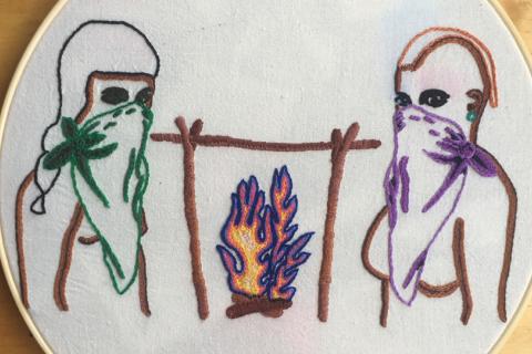 Roasting the Patriarchy: Recipes for Dismantling the System. Embroidery by Gabriela Gonzalez.