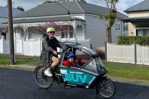 Alice & family riding their Urban Arrow around Ballarat