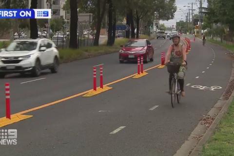 100km of protected bicycle lanes across Melbourne is way overdue, people who've long thought about riding can do so now safely & makes sense during COVID19 (Nine News screengrab)