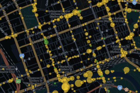 Detail of interactive map from the BikeSpot 2020 project