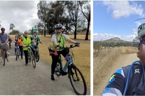 Left: Streets Alive Darebin South Crescent ride. Right: Paul Baker riding the rail trails