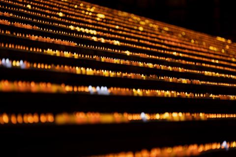 15,000 candles lining the Vic Parliament steps, each representing a Palestinian child killed in Gaza since October 7.