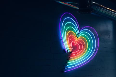 Photo of neon lights in a heart shape 