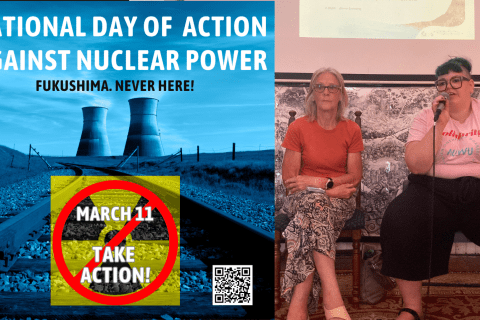 National Day of Action Against Nuclear Power, March 11.  Wendy Farmer & Steph Sabrinskas from Nuclear Free Gippsland Alliancea t the Nukes Free Gathering.