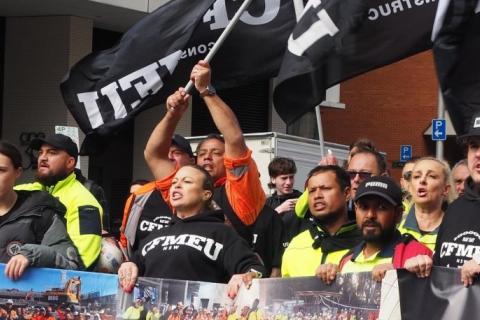 Construction union members at this year's May Day rally in Gadigal Country/Sydney. Photo: Peter Boyle Green Left Weekly