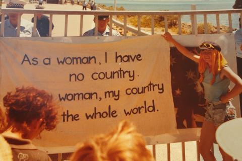 Lesbians protesting in Cockburn Sound in 1984 