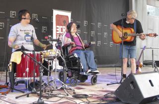 Bearbrass Asylum Orchestra perform live at Federation Square, 3CR Disability Day, 2013 