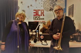 Swing ‘n’ Sway's Anita Harris and Tim Harding with the late Ralph Knight in the 3CR Studio