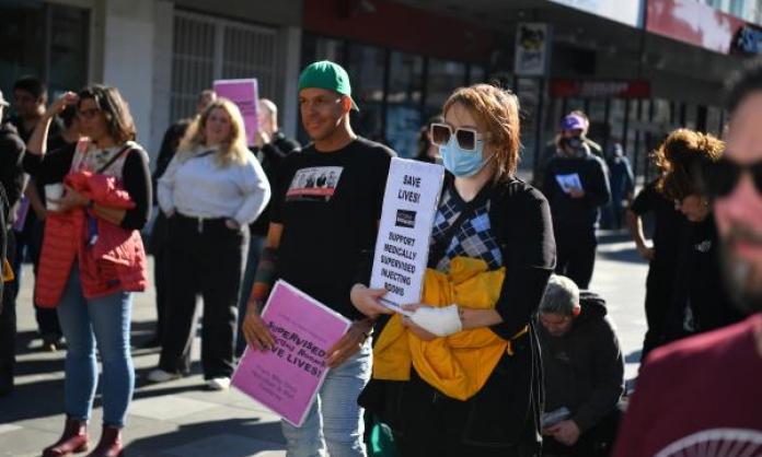 Safe injecting rally in Footscray. Image: redflag.org.au