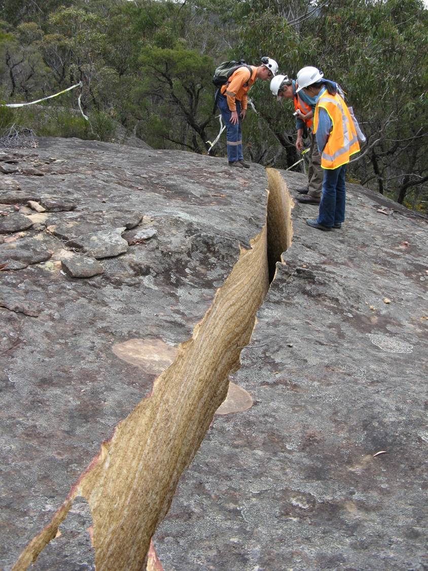 Photo by Julie Sheppard: Cracks caused by subsidence over long wall coal mine