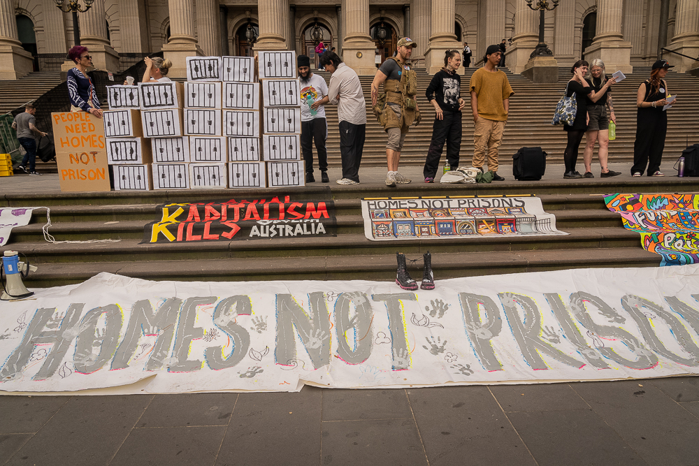 Homes Not Prisons' FUND COMMUNITIES NOT PRISONS + POLICE Rally, 21st Oct 2022, Victorian Parliament