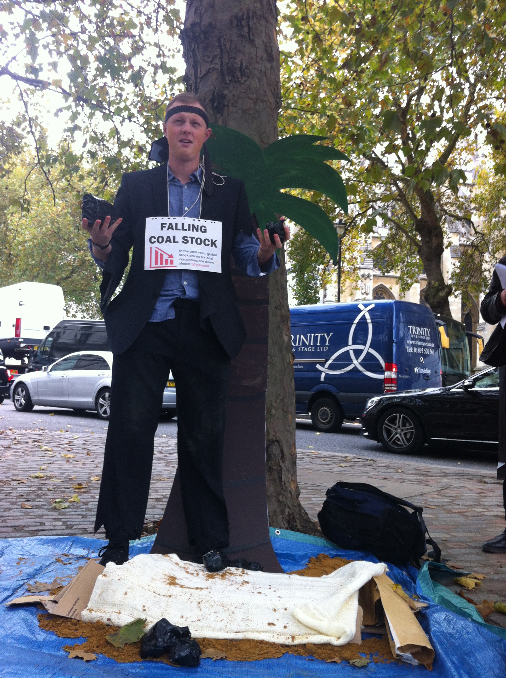 Stop MAD mining protester outside BHP Billiton's London AGM.