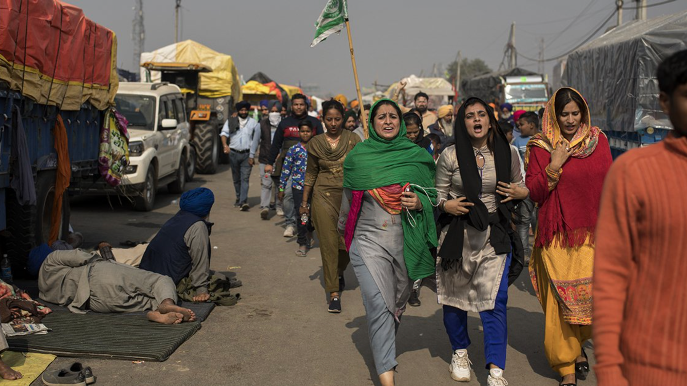 Indian women marching in farmers strike