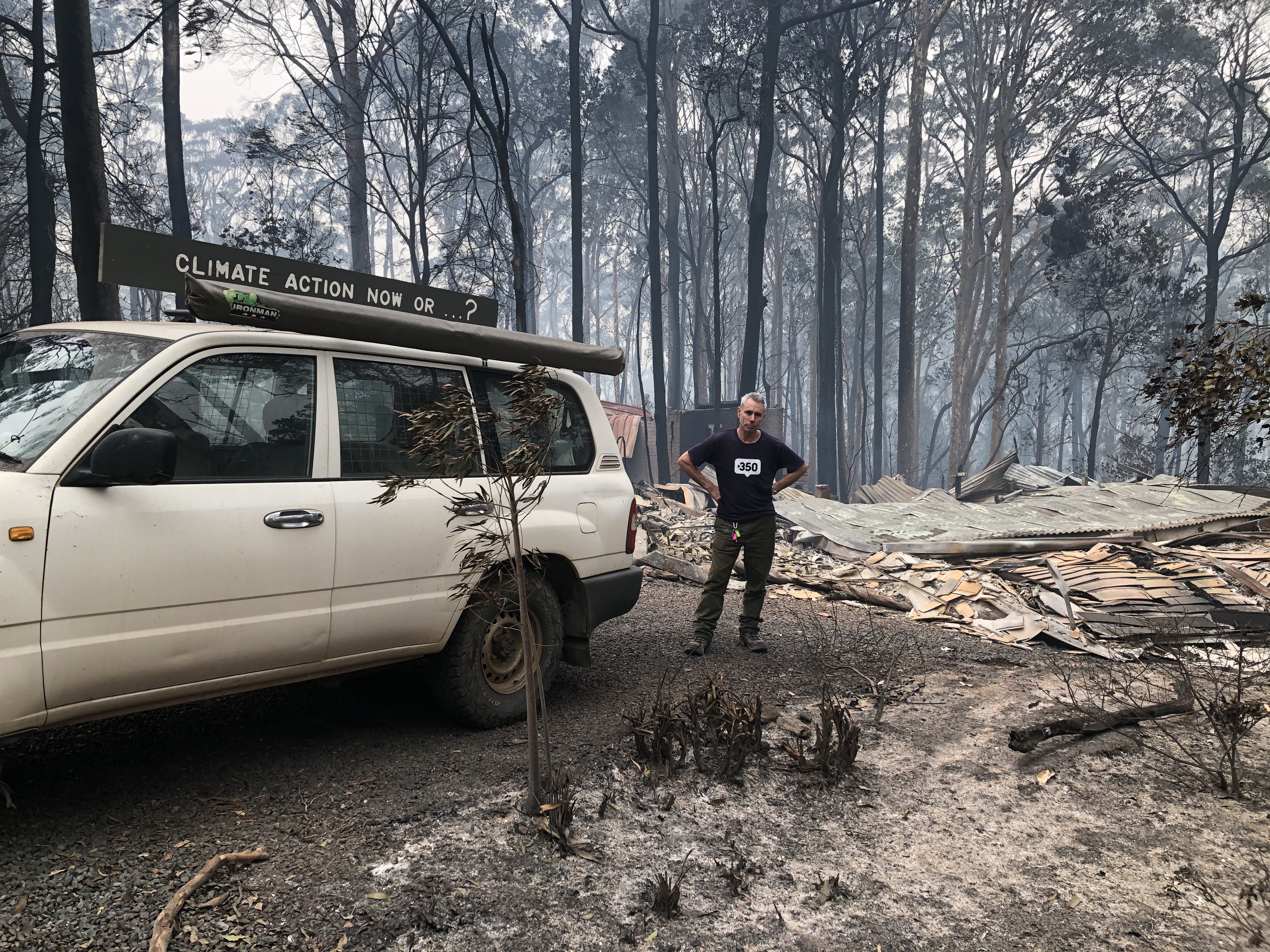 Jack Egan after losing his home in the black summer bushfires of 2019-20. 