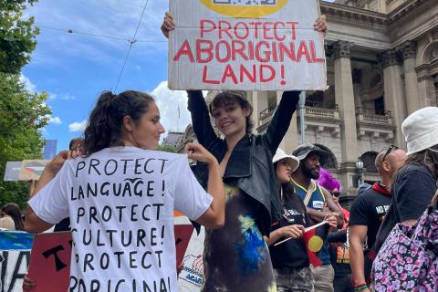 Protest to return Lee Point to traditional owners. Image: National Indigenous Times