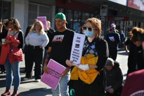 Safe injecting rally in Footscray. Image: redflag.org.au