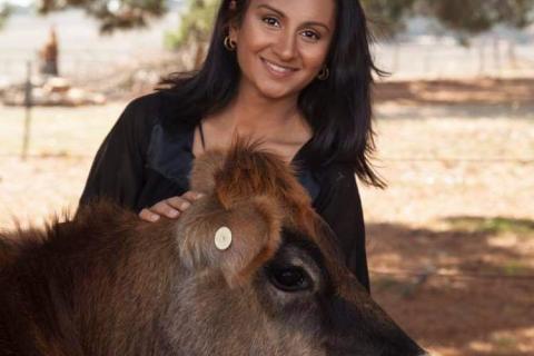 Image of Dr Ash Nayate with Flora. Image supplied by Ash. 