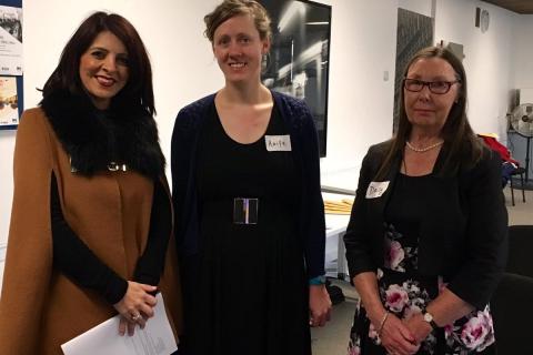 Left to right: Victorian Consumer Affairs Minister Marlene Kairouz, Researcher Aoife Cooke, and HAAG chair Daisy Ellery at the launch of the Independent Voices report