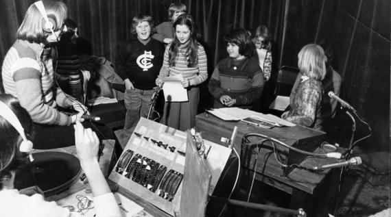 3CR outside broadcast with Education Inside Out c1980