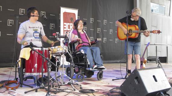 Bearbrass Asylum Orchestra perform live at Federation Square, 3CR Disability Day, 2013 