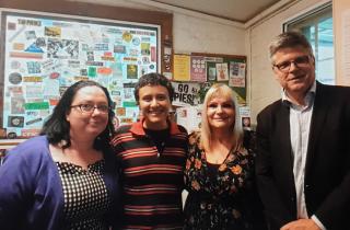 Brainwaves hosts Cailin and Suzie with guests in the 3CR kitchen 